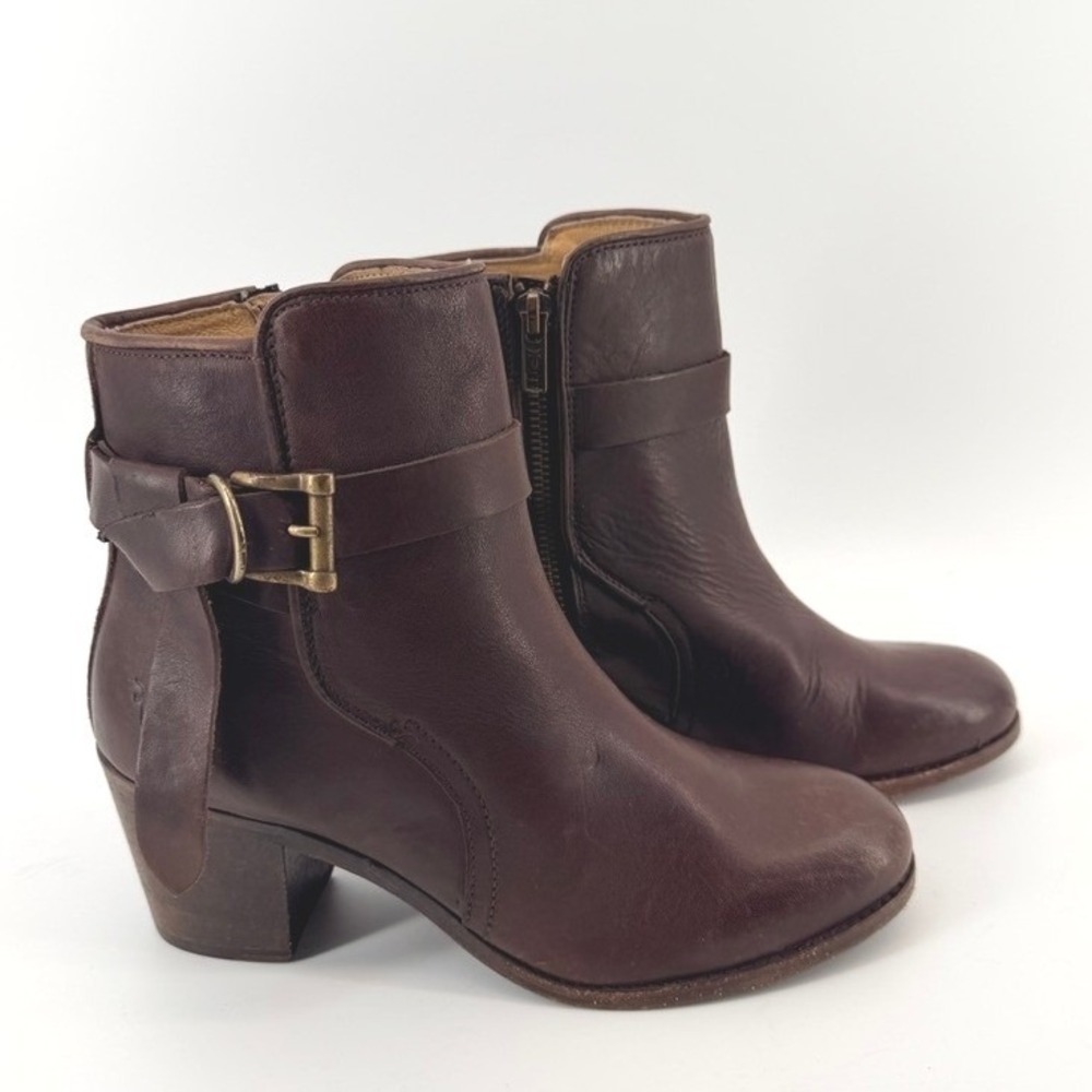 Frye Malorie Knotted Leather Short Ankle Boots Dark Brown 7.5B 3476117-DBN
